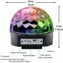 Boule de lumières disco, à LED 9 couleurs rotatives, lecture MP3, haut-parleur