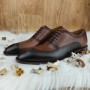 Chaussures soulier habiller à bout d'aile Pierre Cardin pour hommes (SO8-001) en cuir, noir/marron