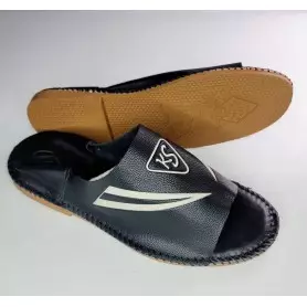 Chaussures babouches Marocaines, KS-001, en cuir, artisanal pour hommes, claquettes décontractées, Marron