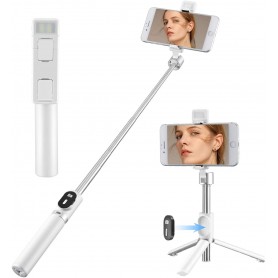 Stick de Selfie  K07 Pro, sans fil, 3 en 1, trépied, monopode, Bluetooth avec télécommande universel pour téléphone, blanc
