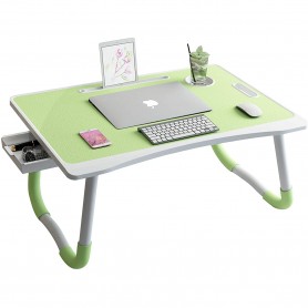 Table de lit, lecture, bureau, ordinateur, petit déjeuner minimaliste portable, avec tiroir en fibre de bois - Vert