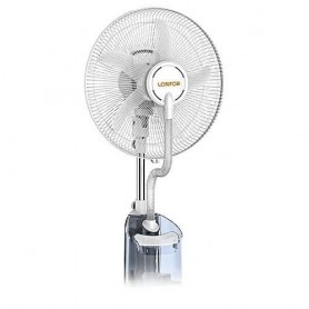 Ventilateur humidificateur BML, rechargeable, 16 pouces, 2,4 litres, 9 vitesses, Chargeur USB, télécommande, blanc