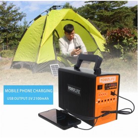 Générateur solaire et électrique Yobolife LM-9018, 12.8V, 25200mAh, Chargeur USB, Eclairage, MP3, Radio FM