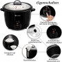 Mini cuiseur à riz Scheffler RC-220, 2,2 L, 900 W, fonction maintien au chaud, antiadhésif, cuillère à riz et verre doseur, noir
