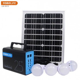Générateur solaire et électrique Yobolife LM-3615, 12.8V, 25200mAh, éclairage, chargeur pour téléphone, ventilateur, TV, caméra