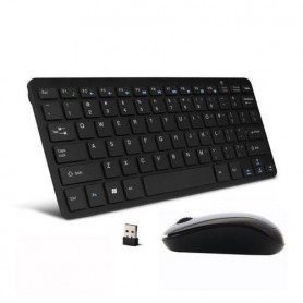 Kit combiné clavier et souris sans fil 2,4 GHz pour ordinateur, Smart TV - Noir