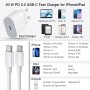 Chargeur Rapide Apple, USB C pour iPhone, avec Câble 1m, compatible avec Phone 13,12,11, Pro Max, Mini, X, 8, 7, i-Pad