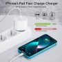 Chargeur Rapide Apple, USB C pour iPhone, avec Câble 1m, compatible avec Phone 13,12,11, Pro Max, Mini, X, 8, 7, i-Pad
