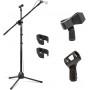 Support Trépied Pliable pour Microphone, Réglable Robuste avec 2 Clips de Fixation- Noir