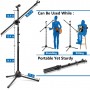 Support Trépied Pliable pour Microphone, Réglable Robuste avec 2 Clips de Fixation- Noir