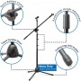 Support Trépied Pliable pour Microphone, Réglable Robuste avec 2 Clips de Fixation- Noir