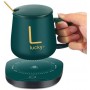 Tasse à café en céramique LUCKY, blanc avec sous-verre thermostatique pour boire, du thé, du café, du lait et de l'eau.