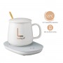 Tasse à café en céramique LUCKY, blanc avec sous-verre thermostatique pour boire, du thé, du café, du lait et de l'eau.