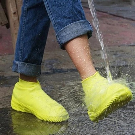 Couvre-chaussures unisexe en Silicone, imperméable, réutilisable,  antidérapant, contre la pluie - Jaune