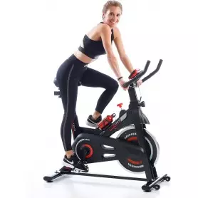Vélo de fitness professionnel,150 kg, avec moniteur de fréquence cardiaque, pédales en aluminium, volant d'inertie