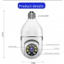 Caméra Bulb IP de surveillance, panoramique à 360 degrés avec détection de mouvement, réveil, vision nocturne, conversation