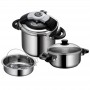 Ensemble autocuiseurs de cuisine 4 en 1, 35+7L, en acier inoxydable, 304 cuissons rapides, triple couche