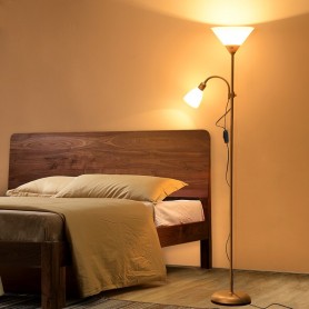 Lampe veilleuse debout BRILLIANT, 60W, 220W, avec bras de lecture, double lampe LED, interrupteur à cordon| Échelle A ++ à E
