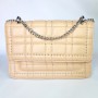 Sac à main bandoulière matelassé, en Cuir PU, fermeture à rabat - Beige