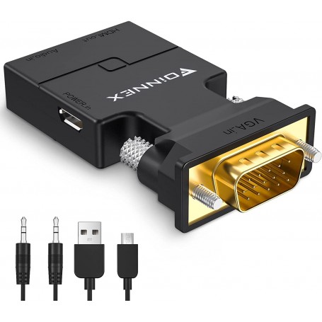 Convertisseur adaptateur VGA male vers HDMI femelle avec audio