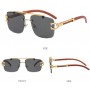 Lunettes de soleil pour femme, carrées, sans bords, en métal doré et bois, Protection UV pour la conduite