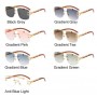 Lunettes de soleil pour femme, carrées, sans bords, en métal doré et bois, Protection UV pour la conduite