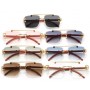 Lunettes de soleil pour femme, carrées, sans bords, en métal doré et bois, Protection UV pour la conduite