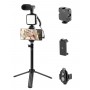 Kit de création vidéo Selfie Light AY-49Z, avec microphone et projecteur LED, 5W, Pliable, Portatif