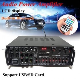 Amplificateur Audio Sunbuck AV-326Z, 2000W avec Bluetooth, EQ, Karaoké, Home Cinéma, Radio FM - Noir