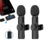 Paire de Microphone sans fil Lavalier K9, Dual Lapel Mic System pour YouTube, Tiktok (Type C et Apple)