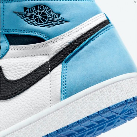 Chaussures Basket Air Jordan 1 Retro High Blanc Universite Bleu Noir Pointure 40