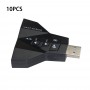 Micro-casque 7.1 Ch, convertisseur 3D, Double carte son virtuel USB 2.0, adaptateur Audio Double, 10 pièces
