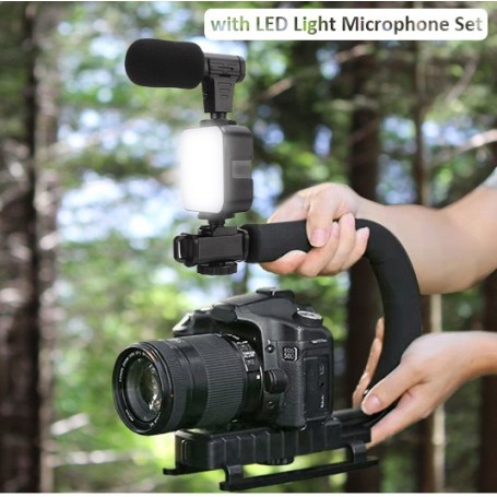 Stabilisateur de caméra Portable AY49U/C, , Microphone, lumière d'appoint,  pour téléphone Portable Android, diffusion en