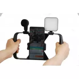 Kit de Vlogging pour Smartphone avec Microphone Rig, Stabilisateur Stand et Lumière LED pour montage Vidéos