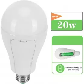 Ampoule lampe de secours LED intelligente 20W, LED E27 Rechargeable pour lumières de maison et extérieur