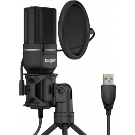 Microphone à condensateur Yanmai, USB Plug & Play pour PC avec trépied et filtre anti-pop pour enregistrement studio.