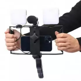 Kit de stabilisateurs vidéo mobiles pour smartphones, trépied, microphone LED portable pour la prise de film.