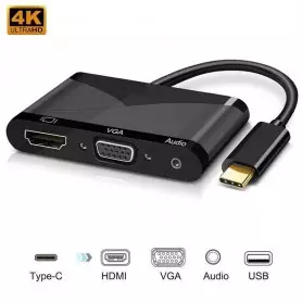 Adaptateur convertisseur USB 3.1 Type C vers VGA HDMI 4K UHD pour MacBook, MacBook Pro