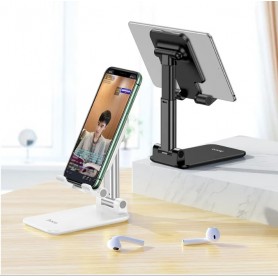 Support Téléphone et Tablette, Pliable, Portable pour Bureau, Compatible avec smartphone Samsung iPhone, iPad