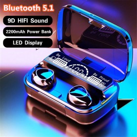 Écouteurs sans fil M13 TWS Bluetooth 5.1, Stéréo 9D, Étanche, Tactile, Affichage LED, Oreillettes, Charge rapide