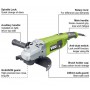 Meuleuse d'angle électrique VIDO WD010512600, professionnelle 2600W