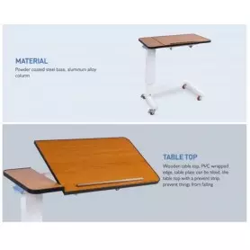 Rotation Table-Top Overbed Table en bois médical réglable