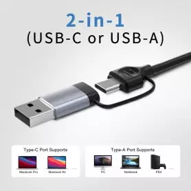 Adaptateur USB-A/USB-C vers Ethernet, 4 en 1, Hub USB 3 ports, RJ45 100 Ethernet pour ordinateur portable