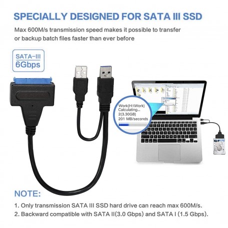 Achetez USB3.0 / Câble Disque Dur de Type-C à SATA 22pin Avec Adaptateur  HUB USB3.0 à 3 Ports de Chine