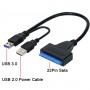 Câble adaptateur double USB 3.0/2.0 mâle vers SATA mâle, Convertisseur pour Disque Dur Support 4To