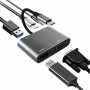 Adaptateur multiport USB Type C vers HDMI VGA, FAERSI USB C (Type C) vers 4K HDMI / VGA / USB 3.0 / USB C