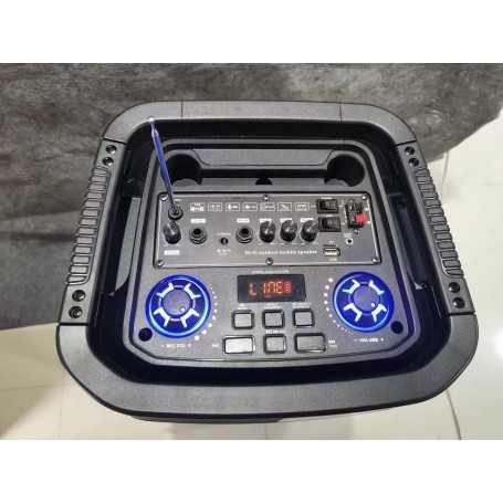 JYX Machine à karaoké avec deux microphones sans fil, haut-parleur  Bluetooth portable avec réglage des basses/aigus, télécommande et lumières  LED