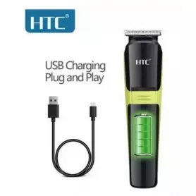 Tondeuse HTC AT-1326, 10×1 rechargeable pour cheveux, barbe, nez en acier inoxydable