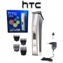 Tondeuse à cheveux HTC AT-128, professionnelle, rechargeable avec lames en acier et peignes détachables pour barbe et cheveux