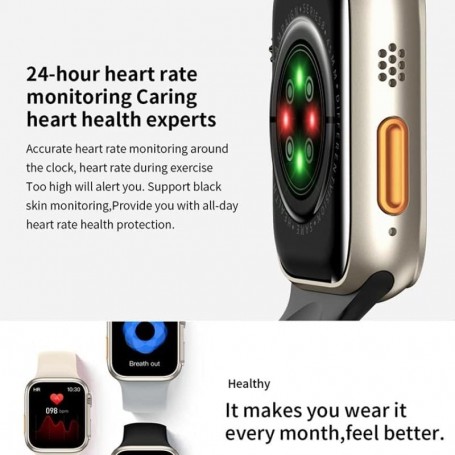 Montre connectée Z59 Ultra, appel Bluetooth, mesure de la température,  surveillance de la santé, bracelet de